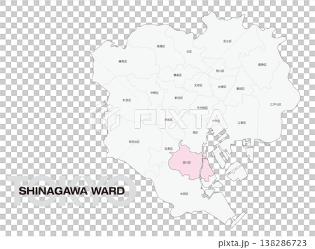 東京都品川区の区名入り位置地図 138286723