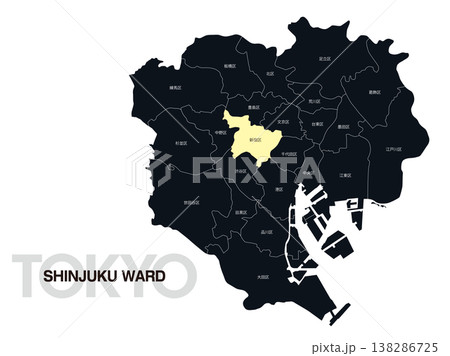 東京都新宿区の区名入り位置地図 東京都新宿区の区名入り位置地図 138286725