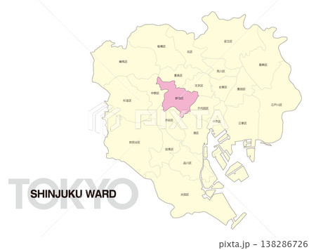 東京都新宿区の区名入り位置地図 東京都新宿区の区名入り位置地図 138286726