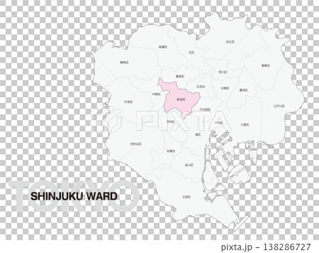 東京都新宿区の区名入り位置地図 東京都新宿区の区名入り位置地図 138286727