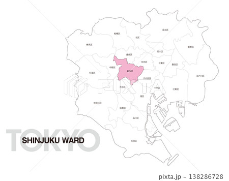 東京都新宿区の区名入り位置地図 138286728