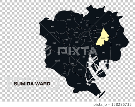 Location map of Sumida Ward, Tokyo, including ward names. Location map of Sumida Ward, Tokyo, including ward names. 138286733
