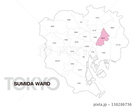 東京都墨田区の区名入り位置地図 東京都墨田区の区名入り位置地図 138286736