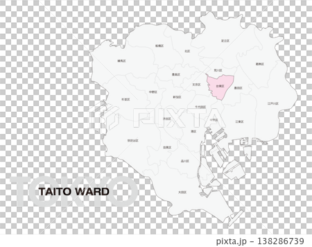 東京台東區位置圖,含區名。 東京台東區位置圖,含區名。 138286739