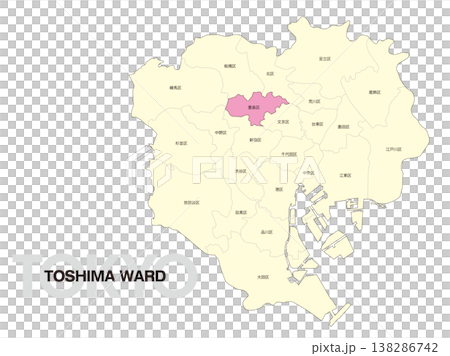 東京都豊島区の区名入り位置地図 東京都豊島区の区名入り位置地図 138286742