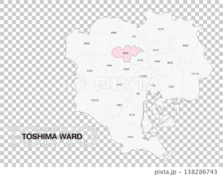 東京豐島區位置圖,含區名。 東京豐島區位置圖,含區名。 138286743