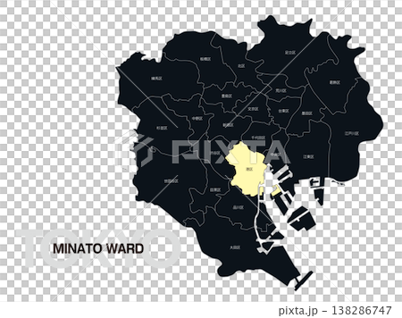 東京都港区の区名入り位置地図 東京都港区の区名入り位置地図 138286747