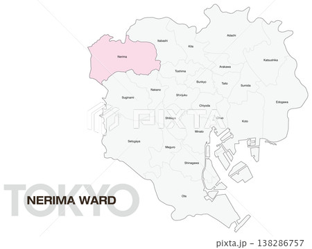 東京都練馬区の区名入り位置地図 (英語) 138286757