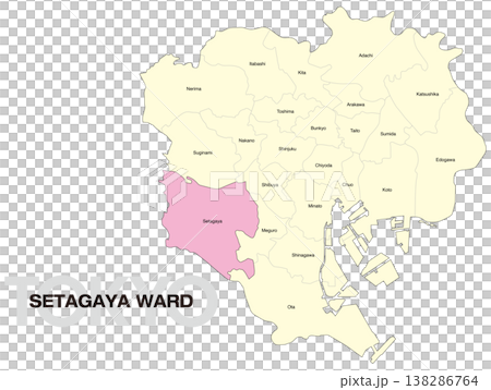 東京都世田谷区の区名入り位置地図 (英語) 東京都世田谷区の区名入り位置地図 (英語) 138286764