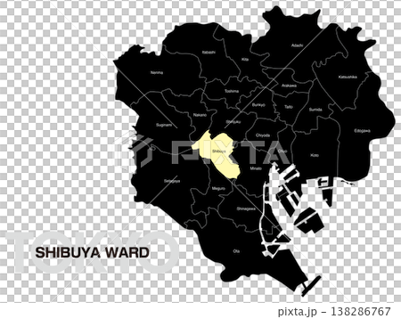 東京都渋谷区の区名入り位置地図 (英語) 東京都渋谷区の区名入り位置地図 (英語) 138286767
