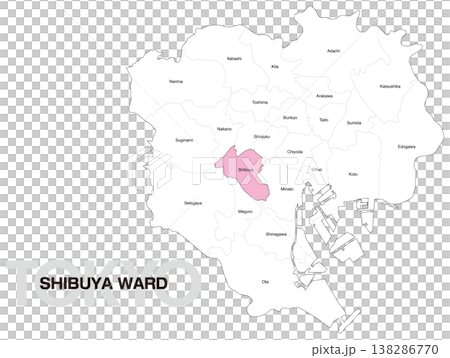 東京澀谷區位置圖(含區名)(英文) 東京澀谷區位置圖(含區名)(英文) 138286770