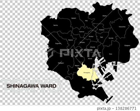 東京都品川区の区名入り位置地図 (英語) 138286771