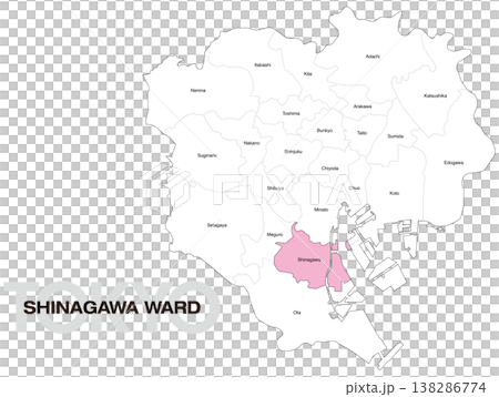 東京都品川区の区名入り位置地図 (英語) 138286774