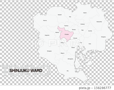 Location map of Shinjuku Ward, Tokyo (with ward names) (English) 138286777