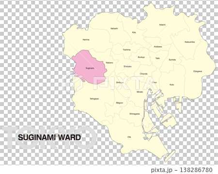 Map of Suginami Ward, Tokyo, including ward names (English) Map of Suginami Ward, Tokyo, including ward names (English) 138286780