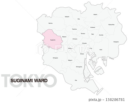 東京都杉並区の区名入り位置地図 (英語) 138286781