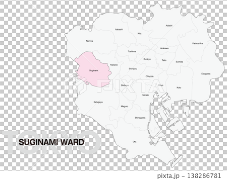東京都杉並区の区名入り位置地図 (英語) 138286781