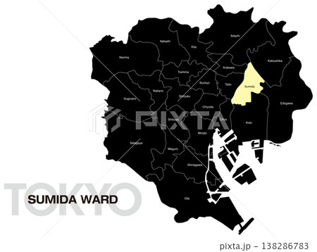 東京都墨田区の区名入り位置地図 (英語) 138286783