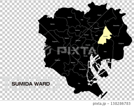 東京都墨田区の区名入り位置地図 (英語) 138286783