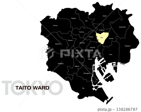 東京都台東区の区名入り位置地図 (英語) 東京都台東区の区名入り位置地図 (英語) 138286787