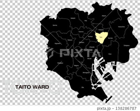 東京都台東区の区名入り位置地図 (英語) 東京都台東区の区名入り位置地図 (英語) 138286787