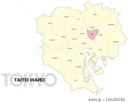 東京都台東区の区名入り位置地図 (英語) 138286788