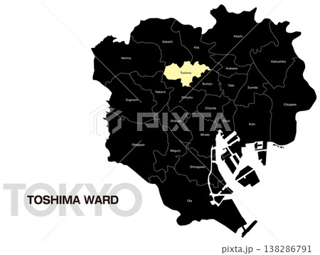 東京都豊島区の区名入り位置地図 (英語) 138286791