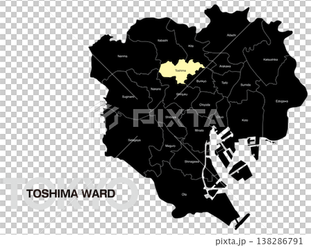 東京都豊島区の区名入り位置地図 (英語) 138286791