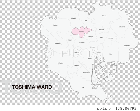 東京都豊島区の区名入り位置地図 (英語) 東京都豊島区の区名入り位置地図 (英語) 138286793