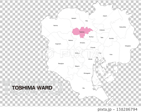 東京都豊島区の区名入り位置地図 (英語) 東京都豊島区の区名入り位置地図 (英語) 138286794
