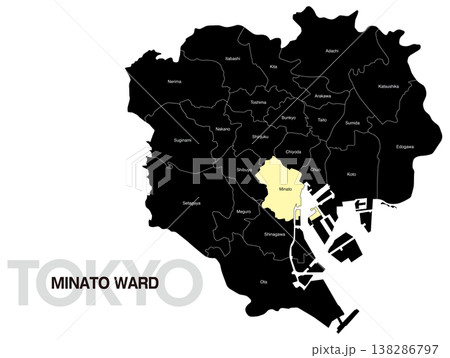 東京都港区の区名入り位置地図 (英語) 138286797