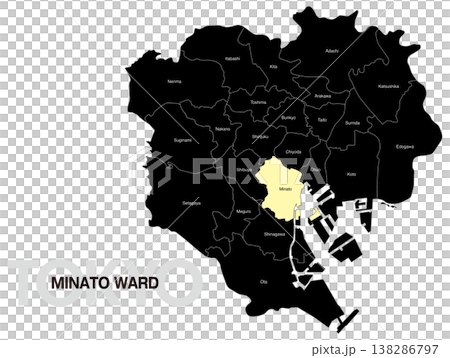 東京都港区の区名入り位置地図 (英語) 138286797