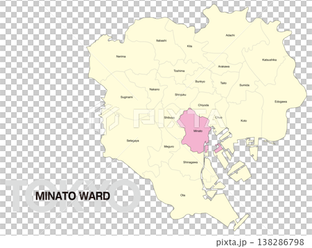 Location map of Minato Ward, Tokyo (with ward names) (English) 138286798