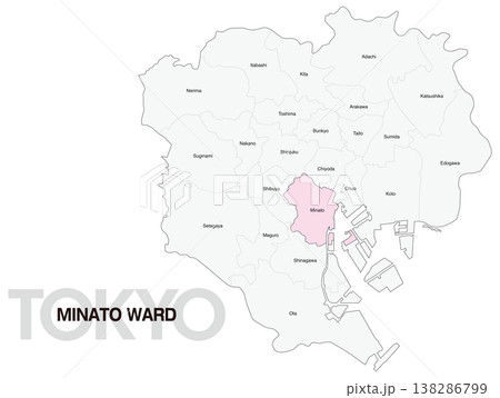 東京都港区の区名入り位置地図 (英語) 138286799