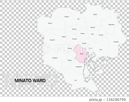 東京都港区の区名入り位置地図 (英語) 138286799