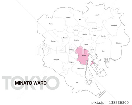 東京都港区の区名入り位置地図 (英語) 138286800