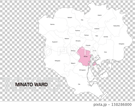 東京都港区の区名入り位置地図 (英語) 138286800
