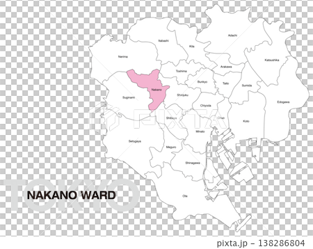 東京都中野區位置圖(含區名)(英文) 東京都中野區位置圖(含區名)(英文) 138286804