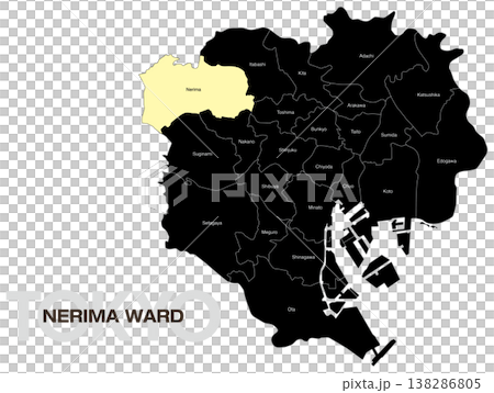 東京都練馬区の区名入り位置地図 (英語) 138286805