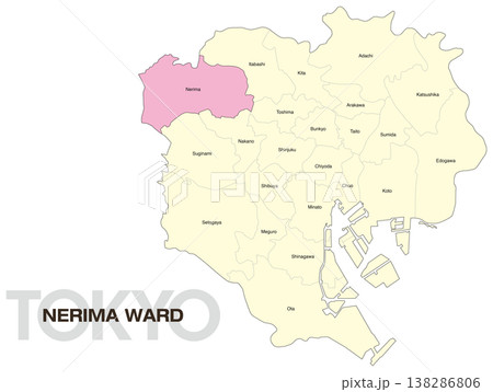 東京都練馬区の区名入り位置地図 (英語) 138286806