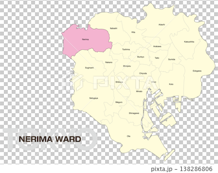 東京都練馬区の区名入り位置地図 (英語) 138286806