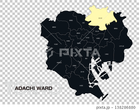 Location map of Adachi Ward, Tokyo, including ward names. Location map of Adachi Ward, Tokyo, including ward names. 138286880