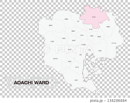 東京都足立区の区名入り位置地図 138286884