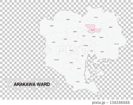 東京荒川區地點圖，含區名。 138286888