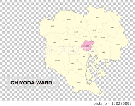 東京都千代田区の区名入り位置地図 東京都千代田区の区名入り位置地図 138286895