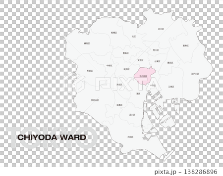 東京都千代田区の区名入り位置地図 138286896