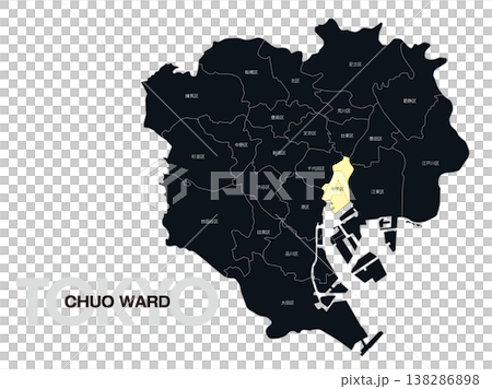 東京都中央区の区名入り位置地図 138286898