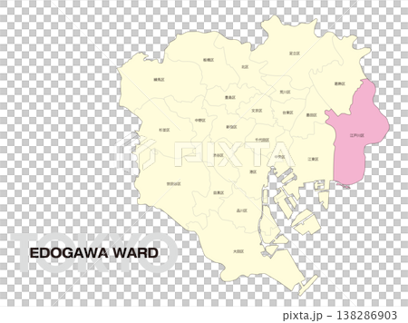 東京都江戸川区の区名入り位置地図 138286903