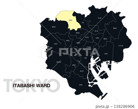 東京都板橋区の区名入り位置地図 138286906