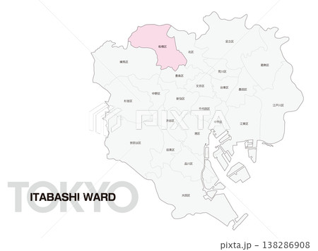 東京都板橋区の区名入り位置地図 138286908